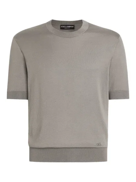 Tricou Dolce & Gabbana cu decolteu rotund scurt gri