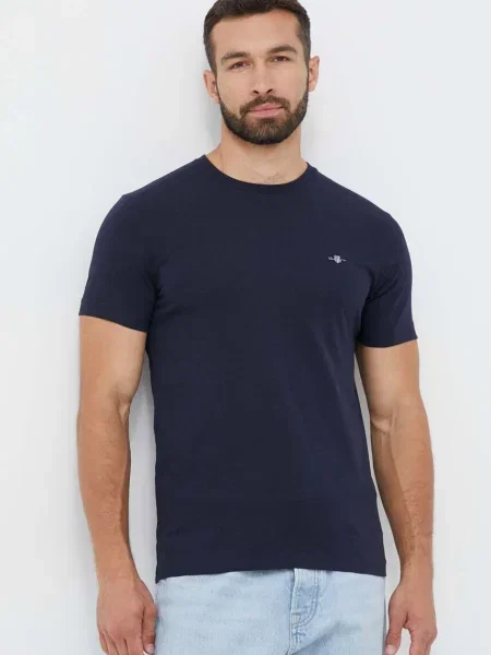 Gant tricou din albastru marin neted alb