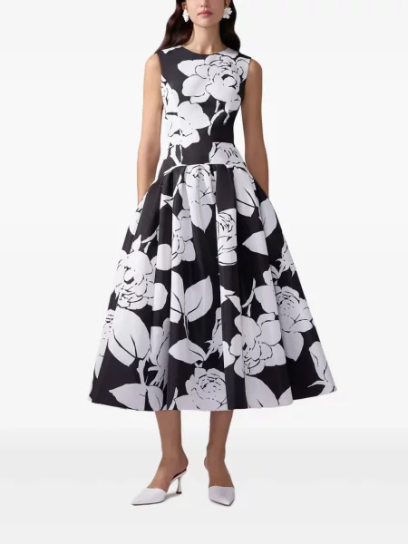 Φλοράλ μίντι φόρεμα Carolina Herrera με σχέδιο μαύρο