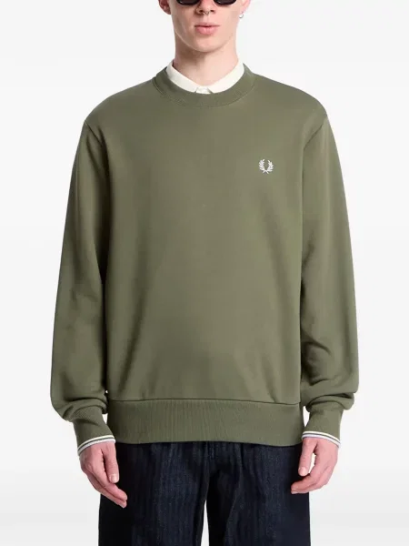 Pulover Fred Perry cu broderie cu decolteu rotund verde
