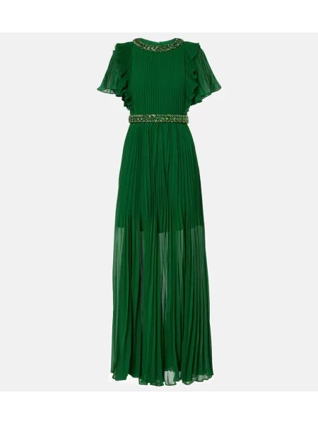 Rochie Self-portrait cu volane verde