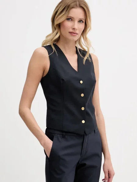 Tommy Hilfiger μονόπετο γιλέκο γυναικείο με πρόσμιξη μαλλιού μπλε