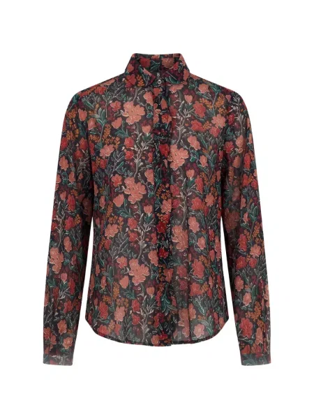 Cămașă R13 cu model floral cu imagine negru