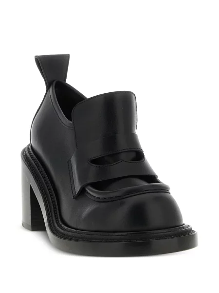Bőr loafer Moschino fekete
