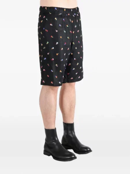 Pantaloni scurți Vowels cu model floral negru