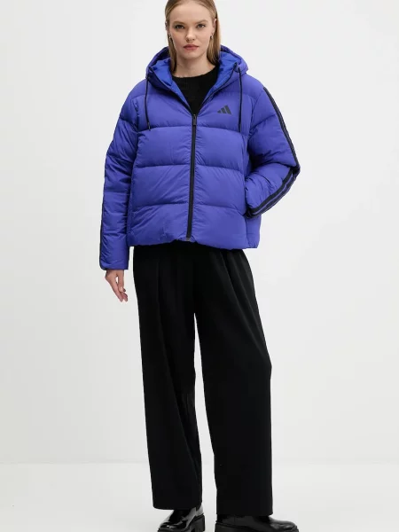 Adidas kurtka puchowa Essentials Climawarm zimowa oversize fioletowy