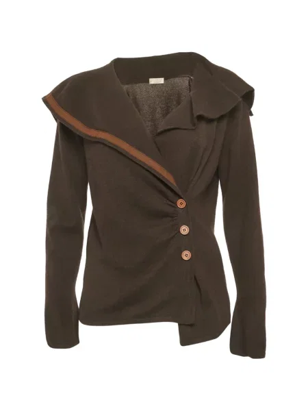 Cardigan Brunello Cucinelli din cașmir asimetric maro