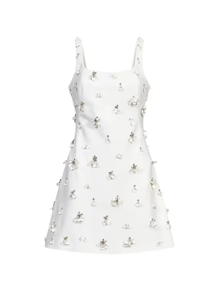 Rochie mini Simkhai cu model floral în linie A alb