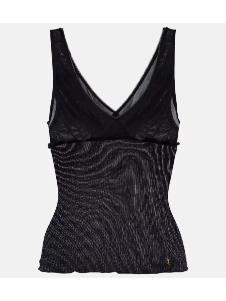 Top Saint Laurent din satin negru