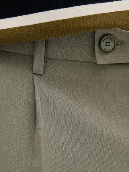 Штани з домішкою льону Marciano by Guess MAX прямі зелений
