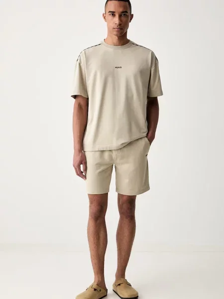 HUGO tricou oversized pentru bărbați cu NOAH T-SHIRT bej