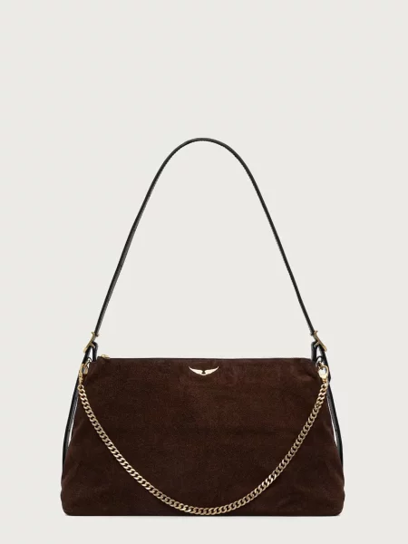 Zadig&Voltaire geantă crossbody pentru femei din piele întoarsă JIM maro