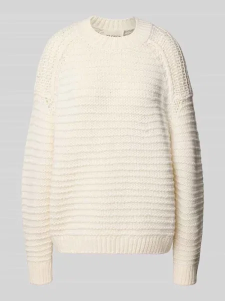 Sweter z dzianiny z wełny z okrągłym dekoltem Closed biały