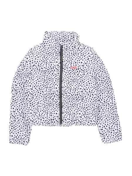 Wielobarwność kurtka puchowa Vans z nadrukiem zwierzęcym z długim rękawem biała