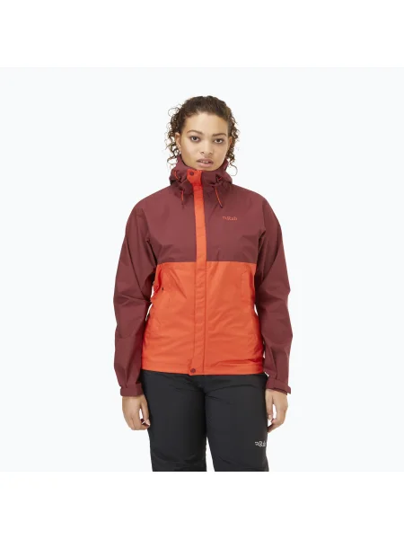 Rab Downpour Eco дамско дъждобранно яке и бордо оранжево