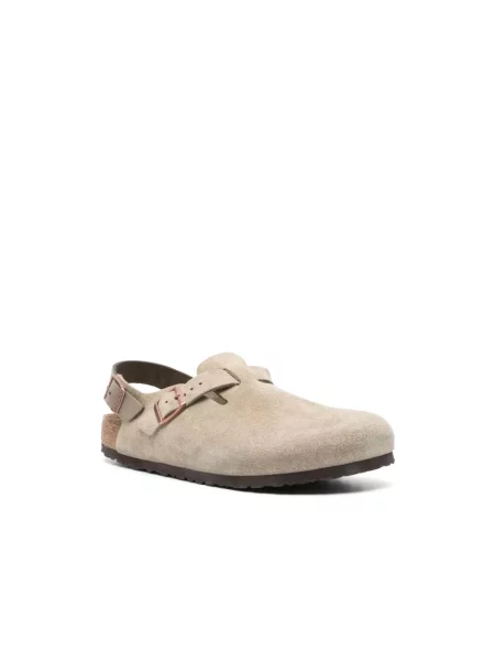 Klapki Birkenstock zamszowe beżowe
