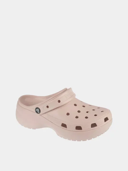 Классические сабо Crocs на платформе бежевые