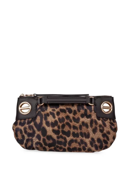 Geantă plic Borbonese cu imagine cu model leopard maro