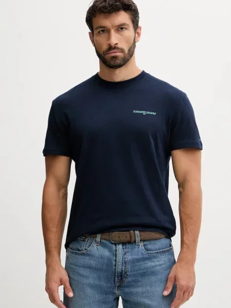 Tommy Jeans Tričko námornícka modrá / mätová / fialová čierna
