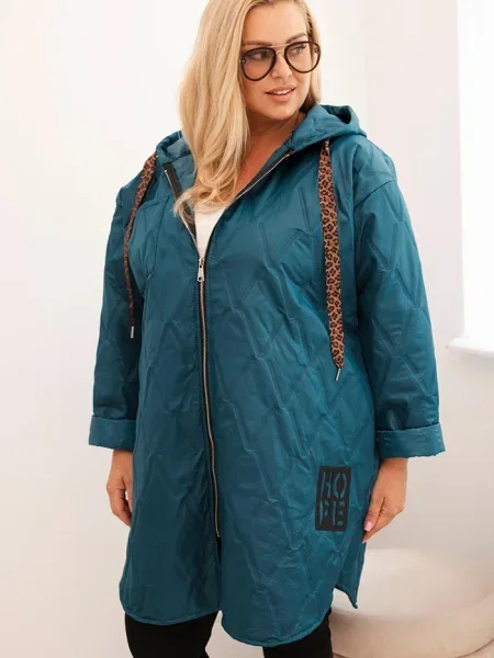 Geacă Kesi Włoski cu inscripții cu glugă negru