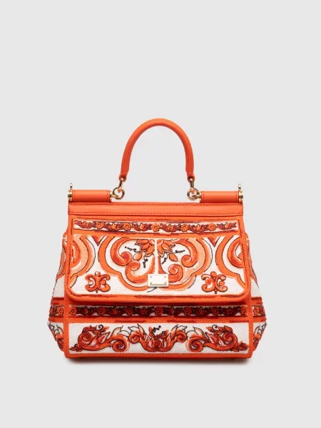 Сумка Sicily з вишивкою Dolce&gabbana помаранчева