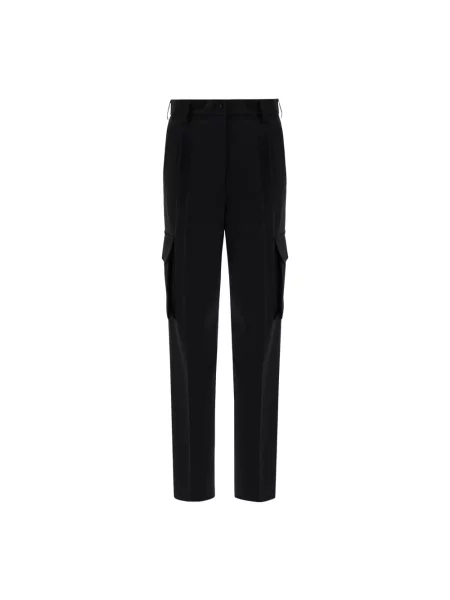 Spodnie cargo Herno z wysoką talią wełniane czarne