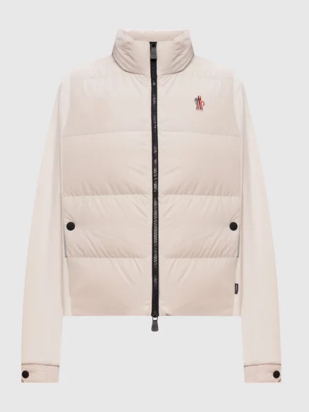Комбінована куртка з нашивкою емблеми Moncler Grenoble бежева