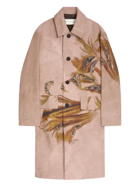 Palton Dries Van Noten cu model floral cu imagine roz