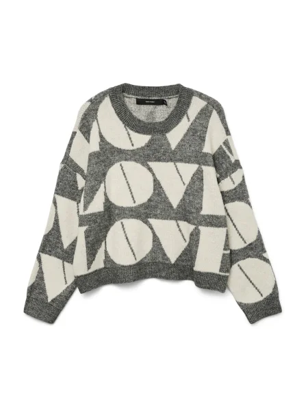 VERO MODA Pulover VMLOVE gri amestecat alb