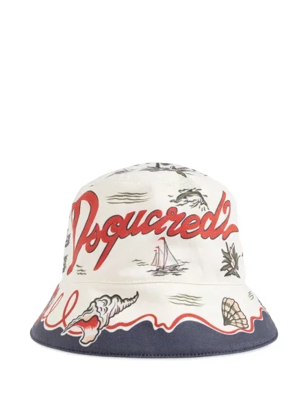 Pălărie bucket Dsquared2 cu imagine alb