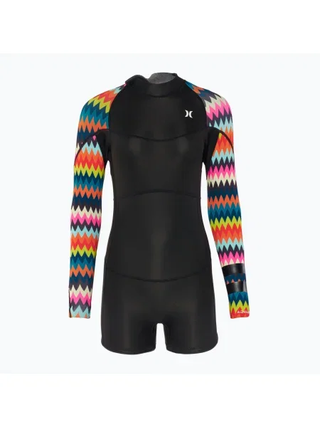 Hurley Advant női Shorty Springsuit chevron úszódressz úszódressz. Méret: 6 fekete