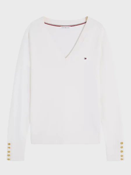 Светр Tommy Hilfiger з джерсі білий