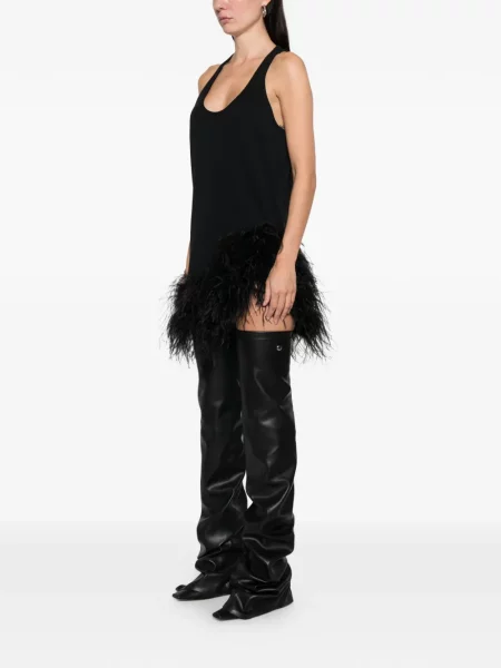Rochie mini The Attico cu pene de costum negru