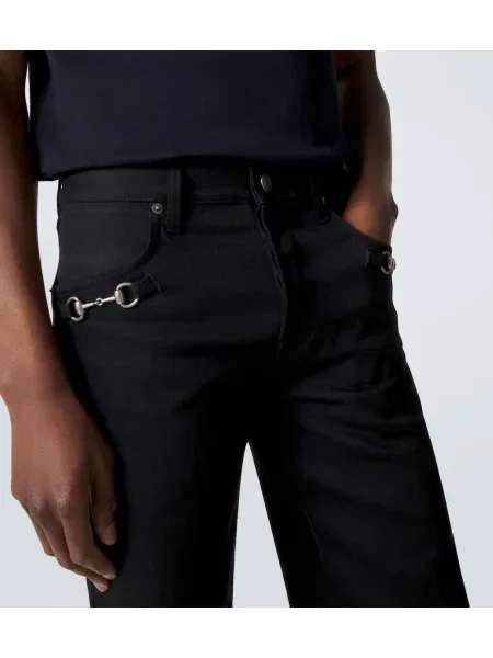Džínsy so strihom ku čižmám Gucci vzplanul čierna