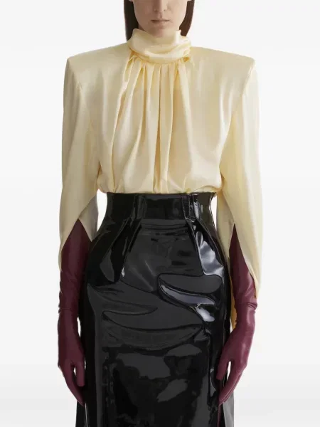 Top Mugler drapat negru