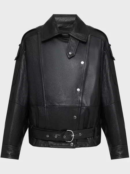 Шкіряна куртка Boss чорна