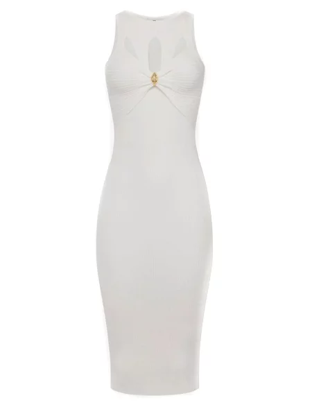 Sukienka midi Elisabetta Franchi do kolan biała