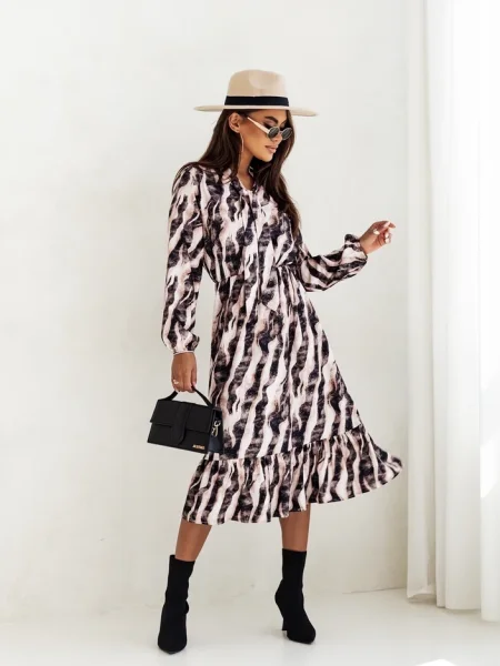 Rochie midi Resti cu imagine până la genunchi de costum negru