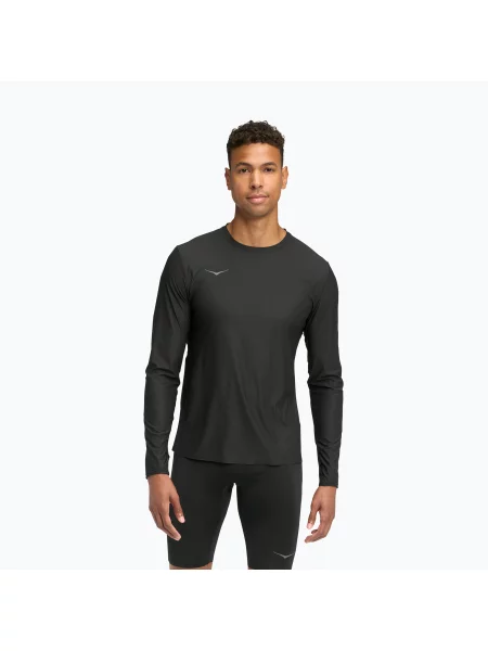Tricou cu mânecă lungă Hoka cu mâneci lungi alergare negru