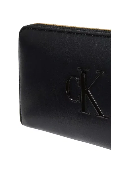 Calvin Klein Portofel Mare de Damă Bold Ck Long Zip Around negru
