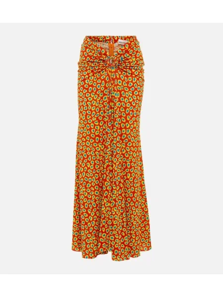 Fusta maxi Paco Rabanne cu talie joasă cu imagine din jerseu