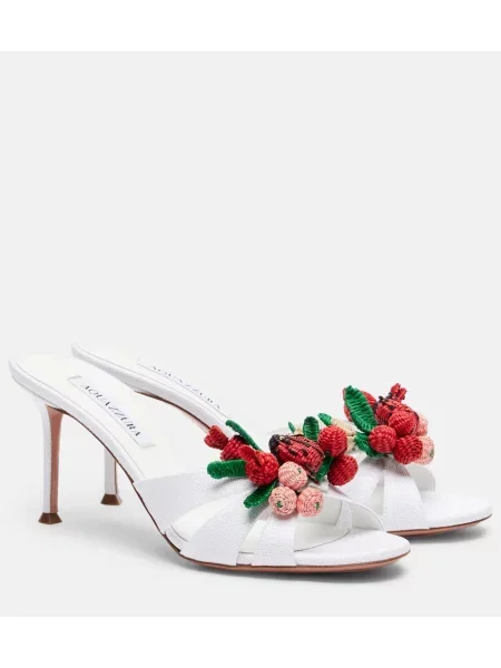 Papuci tip mules Aquazzura alb