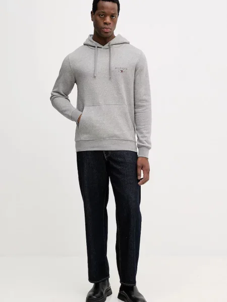 Tommy Hilfiger bluza z kapturem z nadrukiem szary