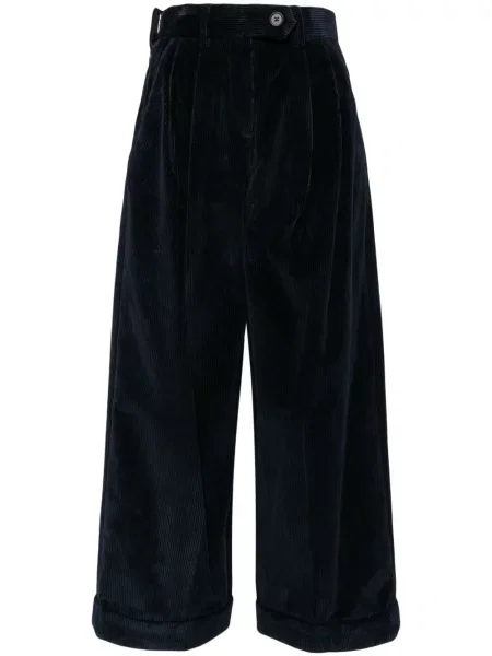 Плисирани панталон Kolor от рипсено кадифе синьо