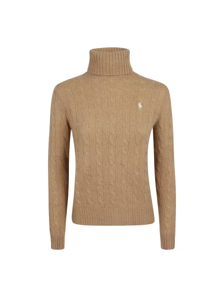 Sweter z golfem Polo Ralph Lauren do golfa beżowy