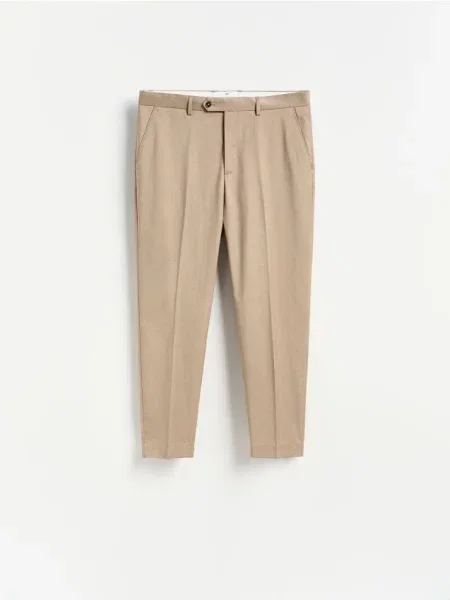 Reserved Pantaloni clasici cu dungă plisată cafeniu