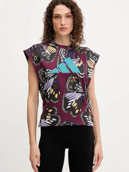 Top za vadbo adidas Performance x Farm Rio bordo