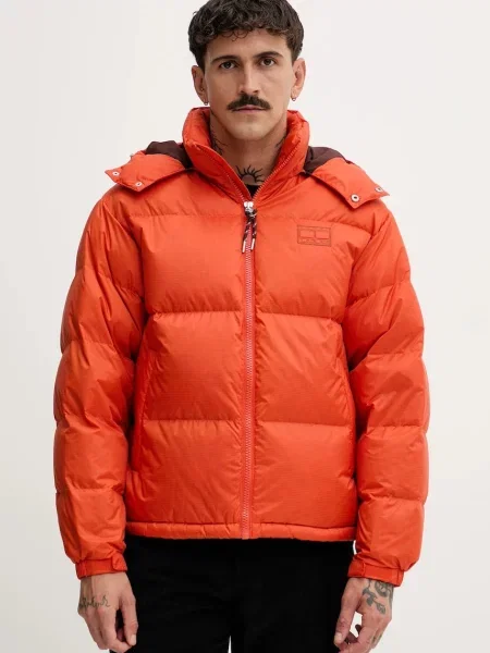 Пухено яке Tommy Jeans зимен модел оранжево