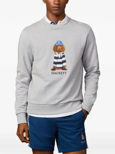Pulover Hackett London cu decolteu rotund gri