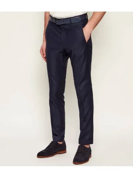 BOSS BLACK Pantaloni cu adaos de lână negru